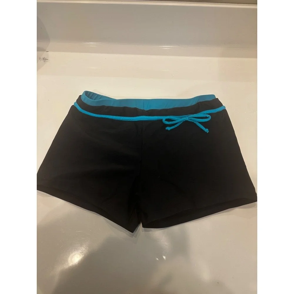 Women Black Turquoise Blue Boy Short Swim Bottoms Plus Size‎ xs